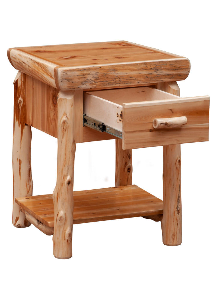 Cedar Log One Drawer Nightstand with Shelf - Retreat Home Furniture