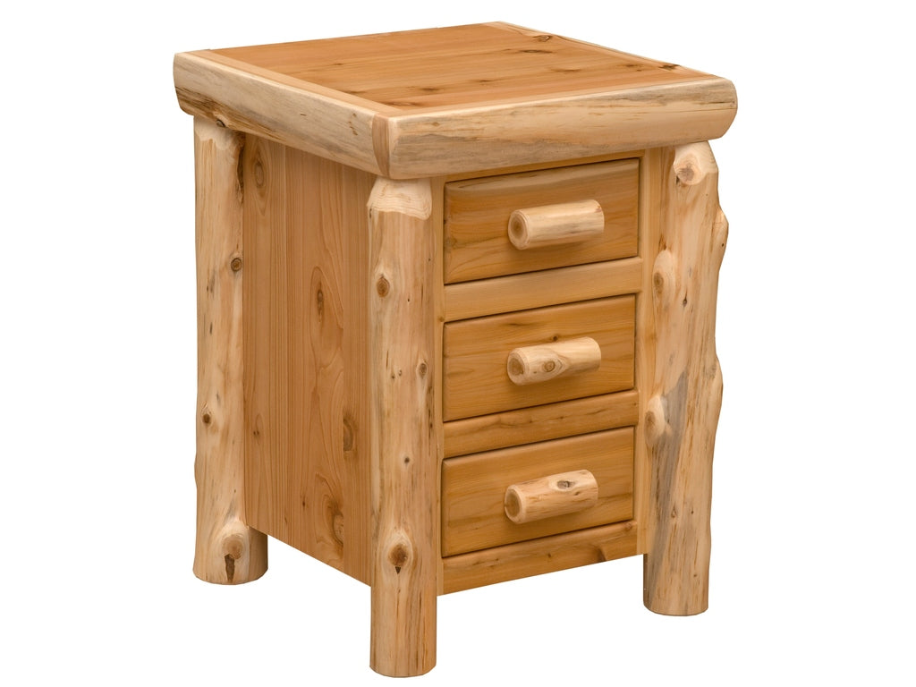 Cedar Log Three Drawer Nightstand - Retreat Home Furniture