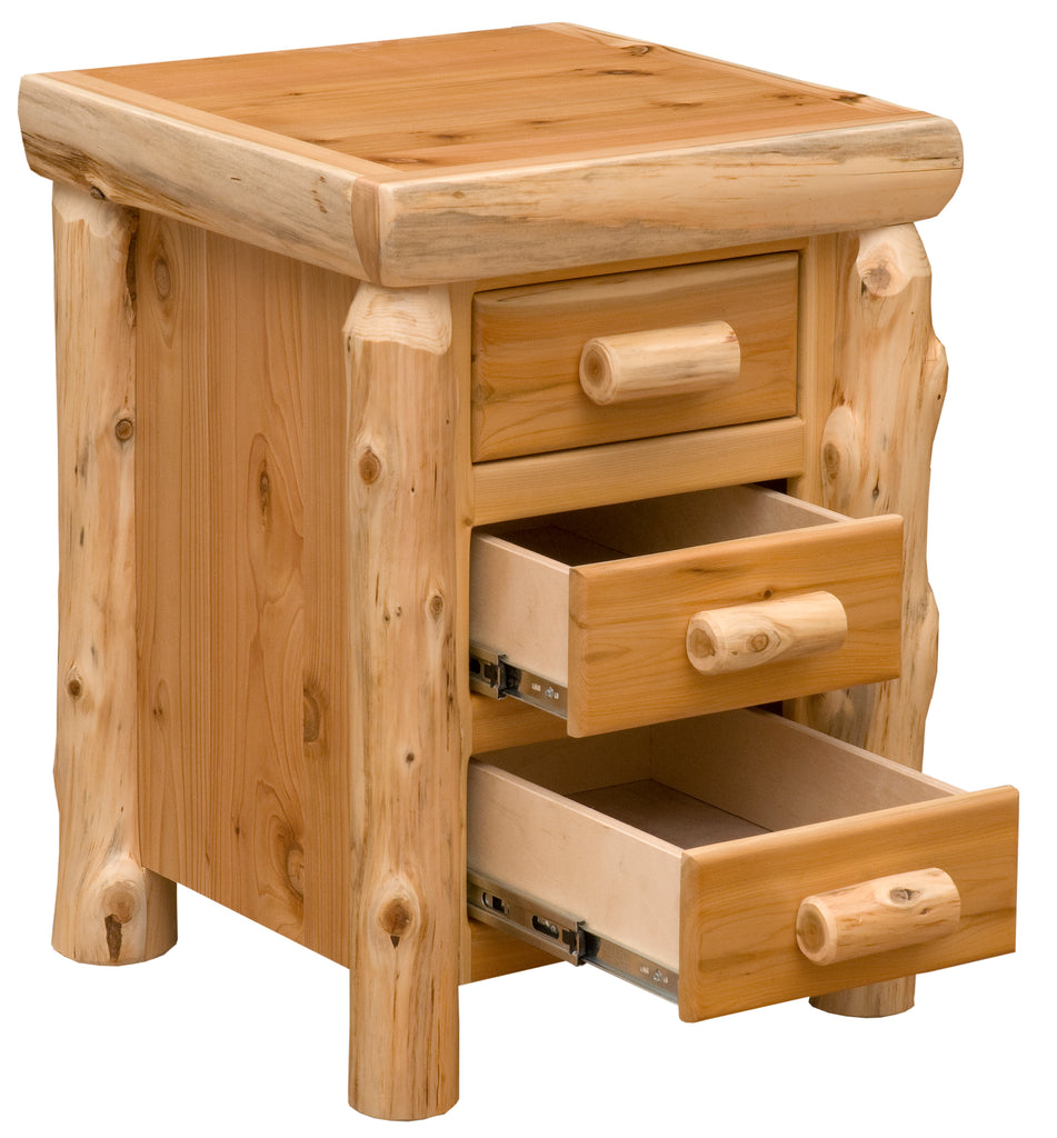 Cedar Log Three Drawer Nightstand - Retreat Home Furniture