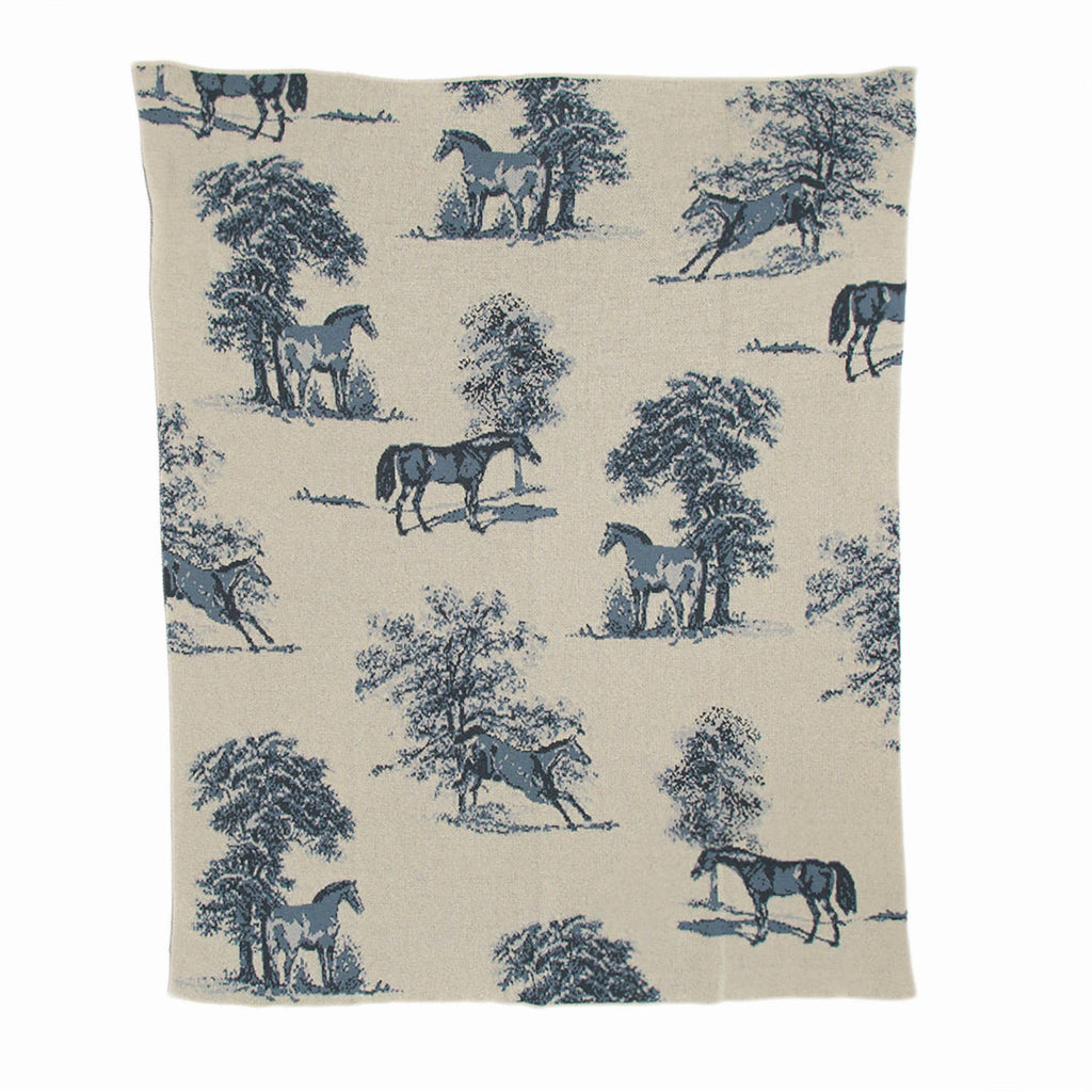 Equestrian Toile Throw Blanket - Retreat Home Furniture