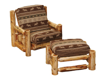 Cedar Log Futon Chair with Ottoman - Retreat Home Furniture