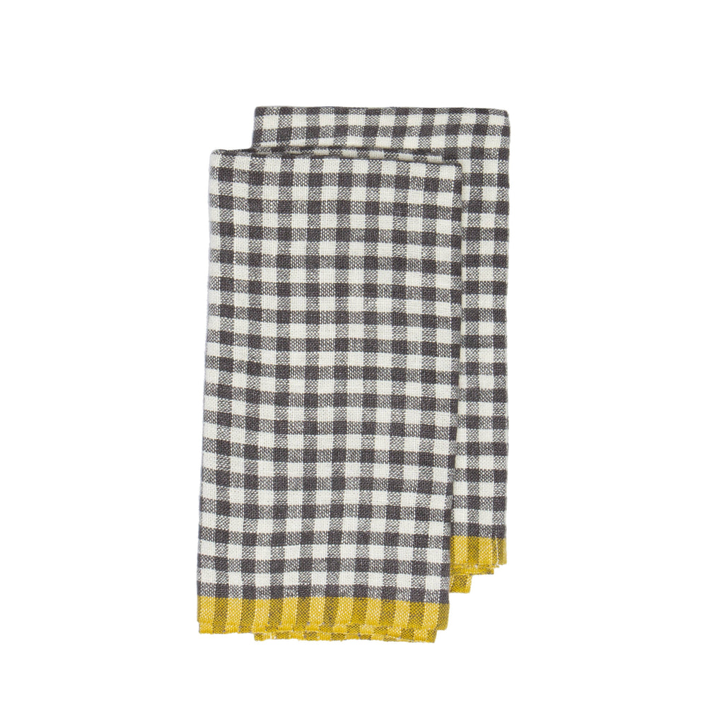 Two-Tone Gingham Grey and Dijon Towels