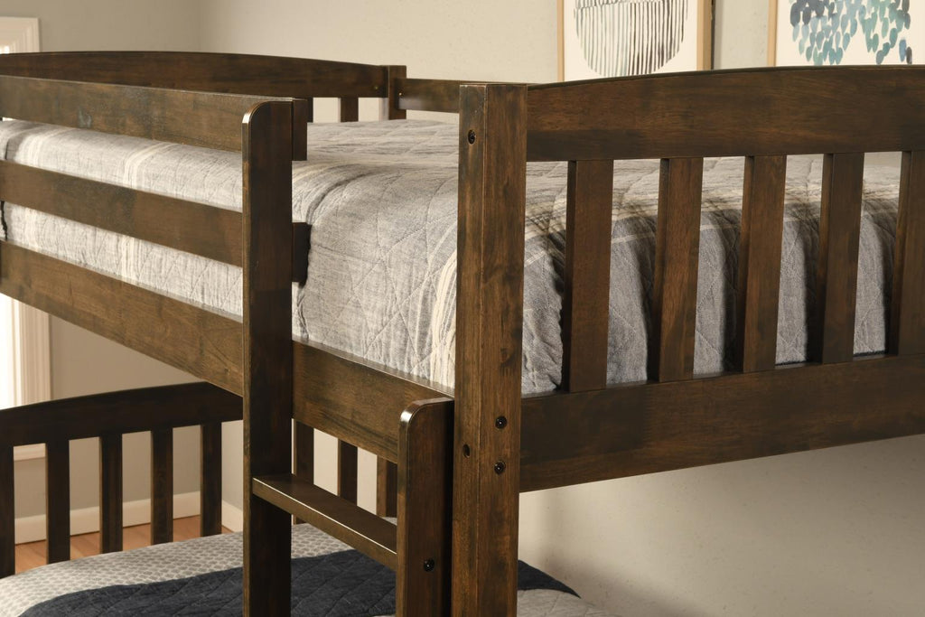 Claire Rustic Walnut Twin Bunk Bed - Retreat Home Furniture