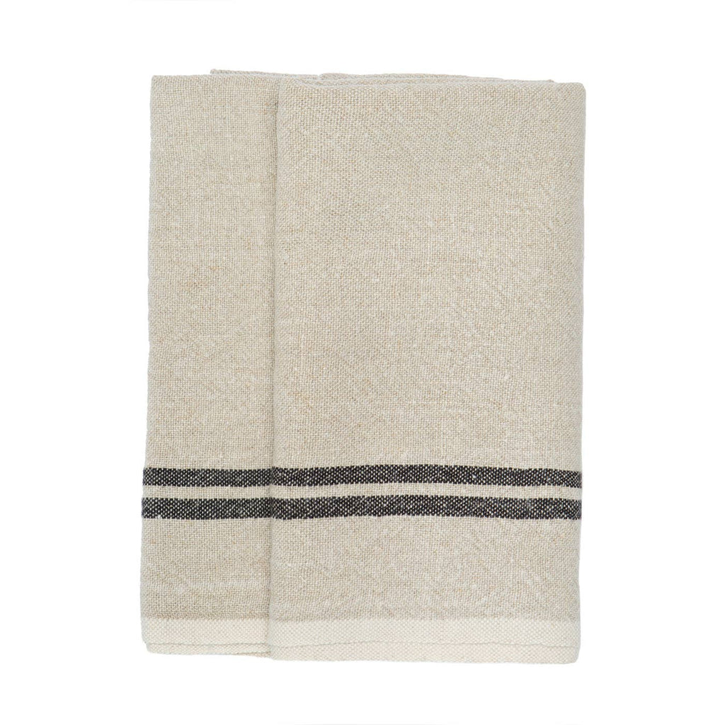 Vintage Linen Natural and Black Towels