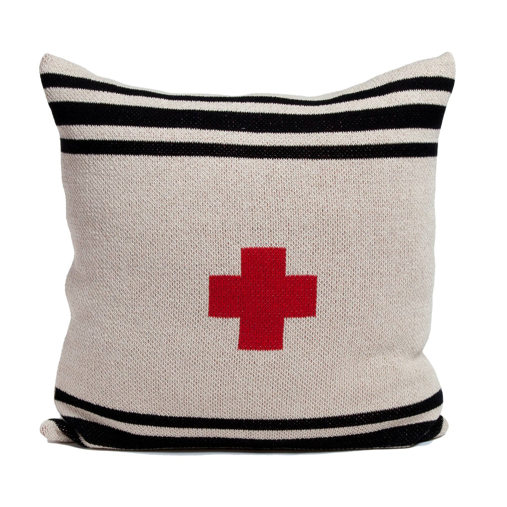 Swiss Cross Striped Pillow - Retreat Home Furniture