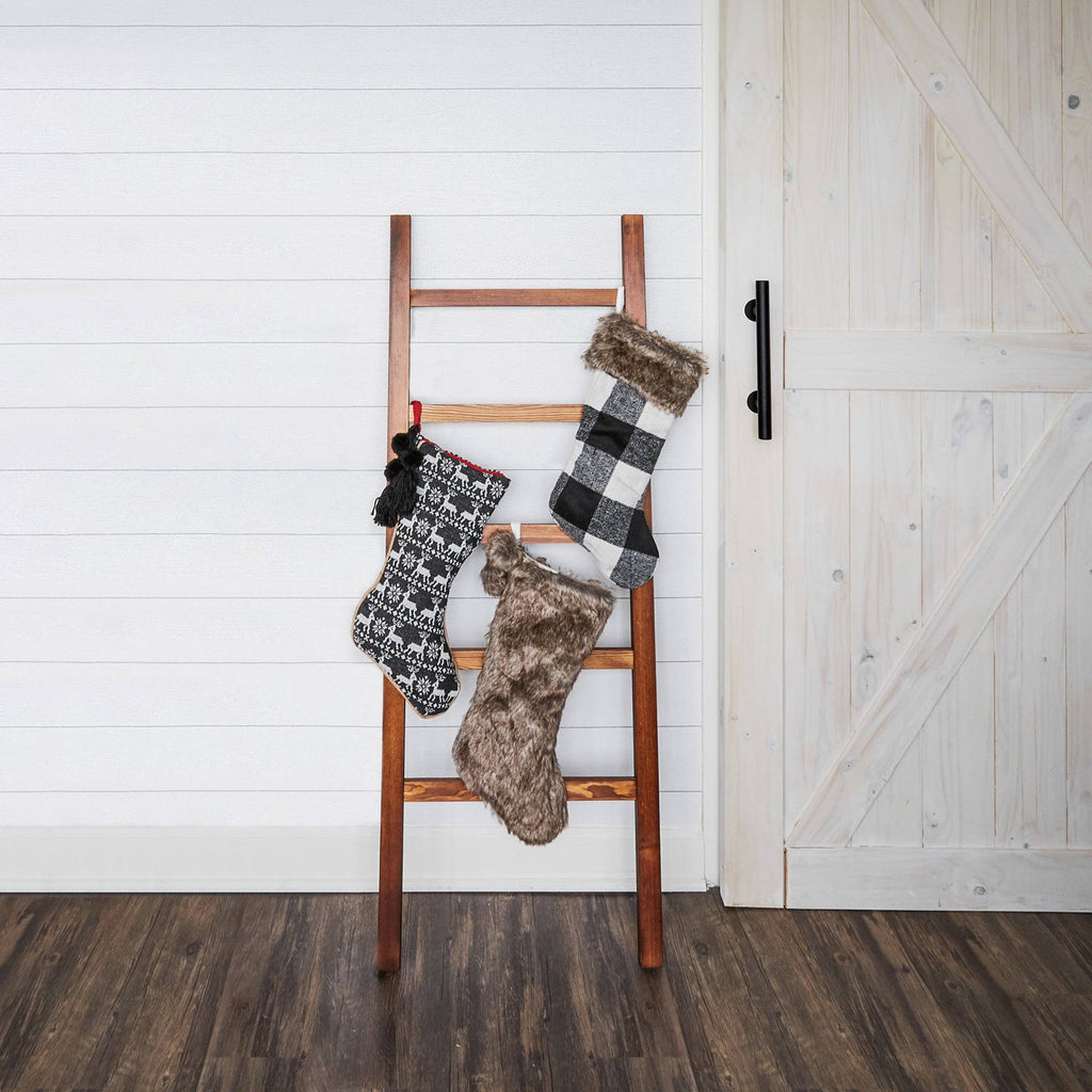 Luxe Faux Fur Christmas Stocking with Fur Pom-Poms - Retreat Home Furniture