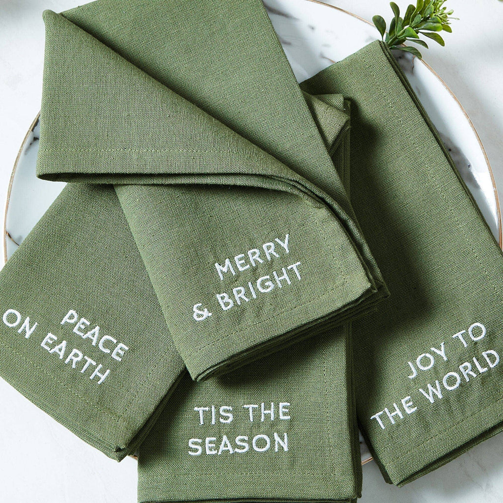 Joyful Sentiment Embroidered Napkins, Set of 4 - 17x17 - Retreat Home Furniture