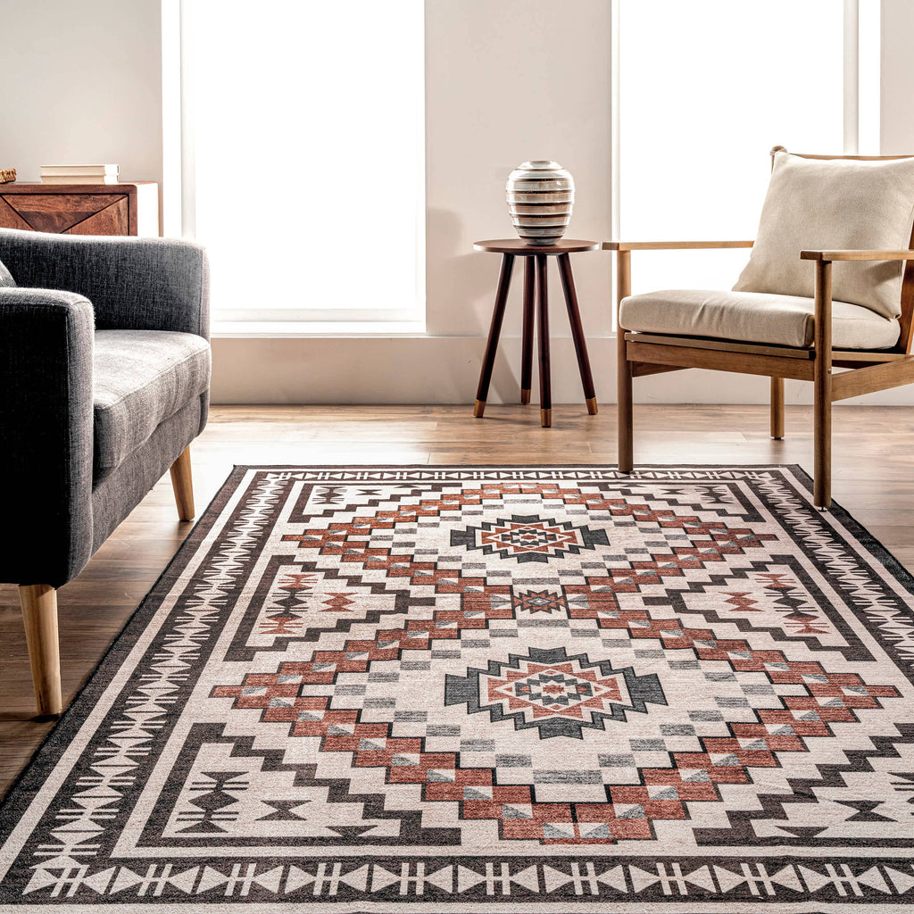 Leighton Machine Washable Southwestern Medallion Area Rug - Retreat Home Furniture