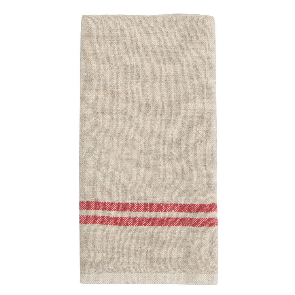 Vintage Linen Natural Red Towel 2 Pack