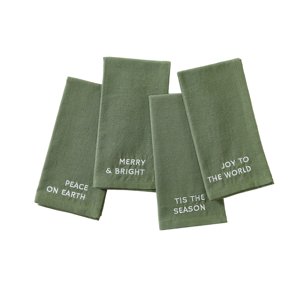 Joyful Sentiment Embroidered Napkins, Set of 4 - 17x17 - Retreat Home Furniture