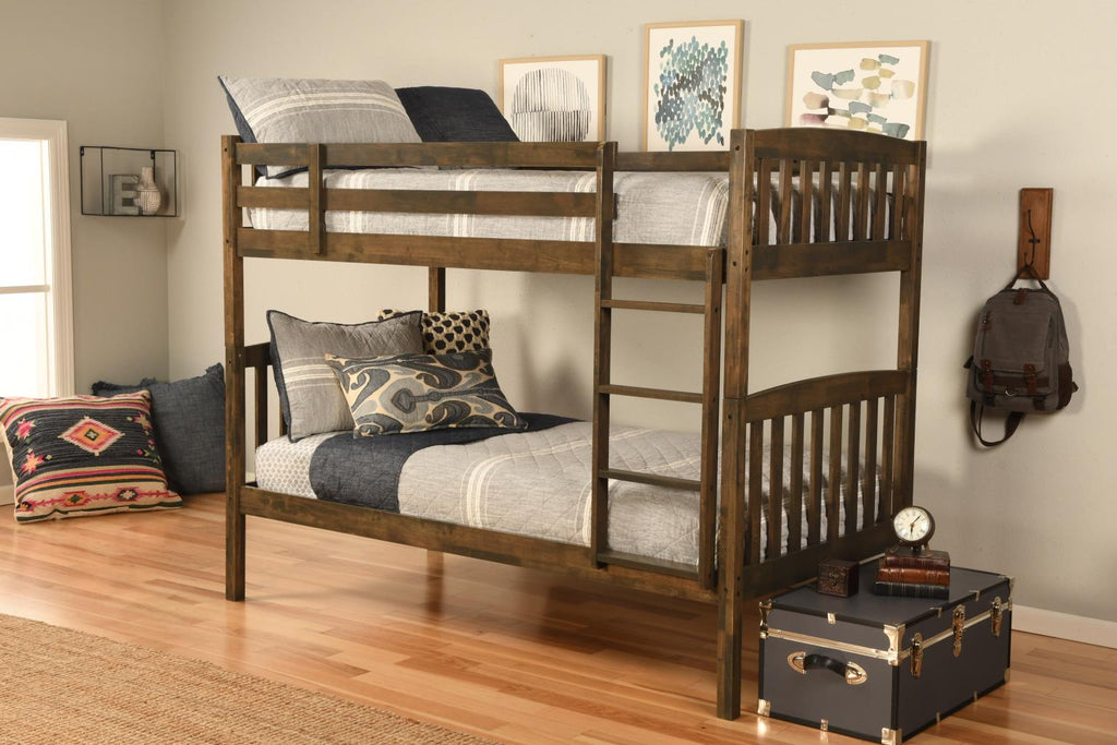 Claire Rustic Walnut Twin Bunk Bed - Retreat Home Furniture