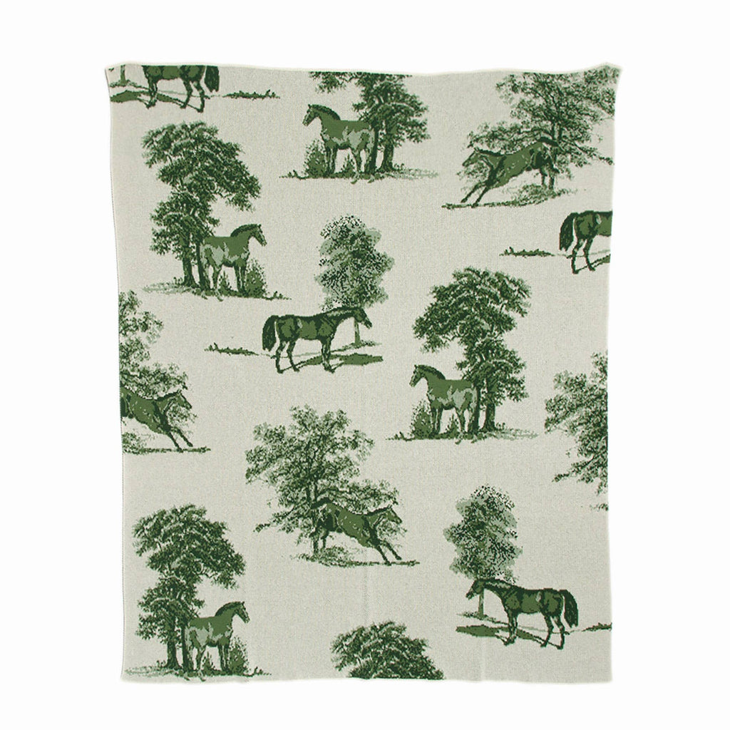 Equestrian Toile Throw Blanket - Retreat Home Furniture