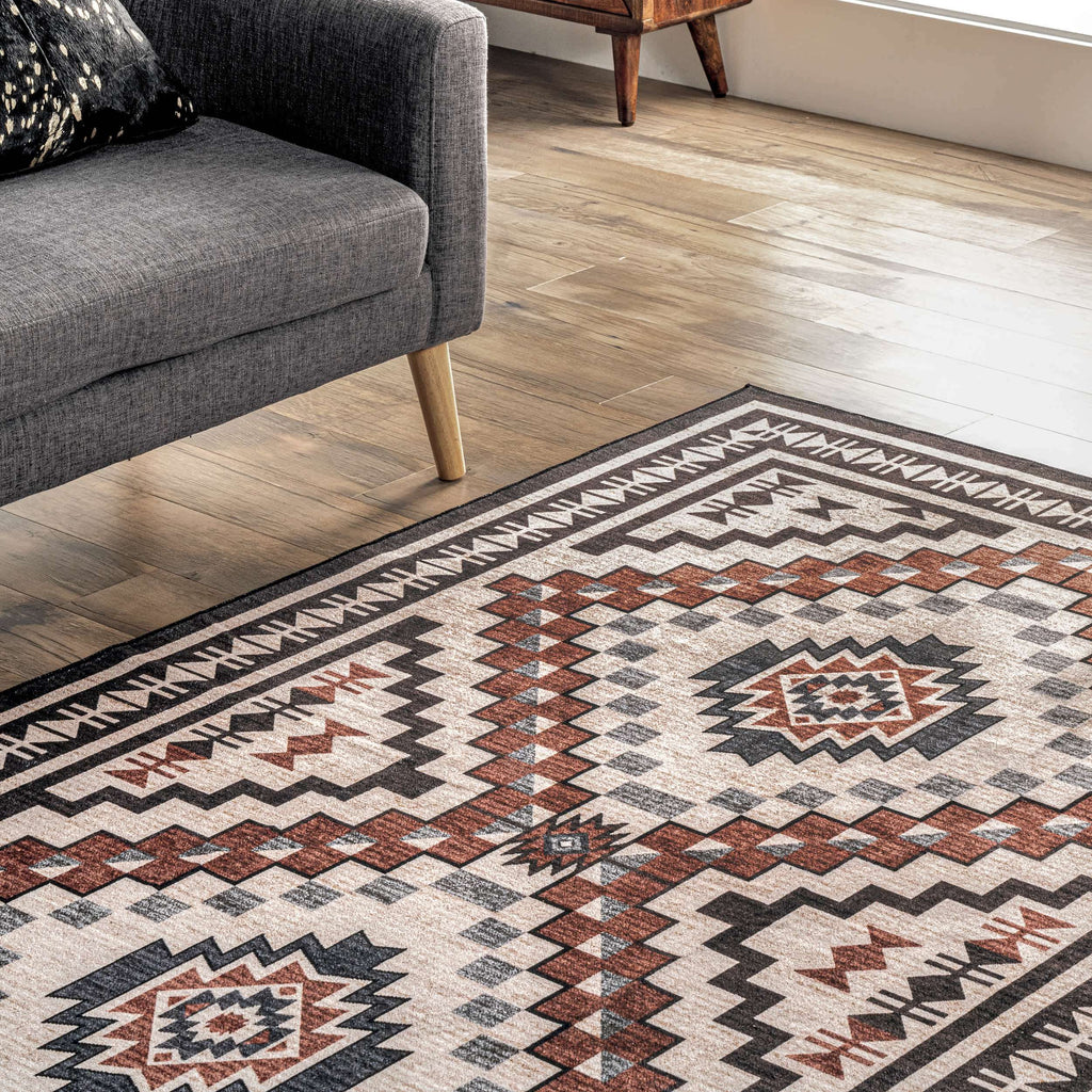 Leighton Machine Washable Southwestern Medallion Area Rug - Retreat Home Furniture