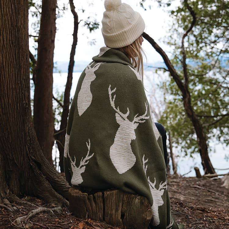 Mountain Oh Deer Throw Blanket - Retreat Home Furniture