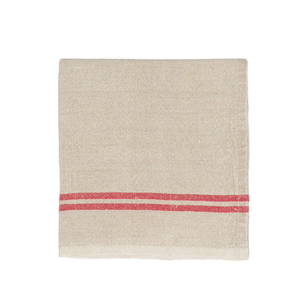 Vintage Linen Natural and Red Napkins