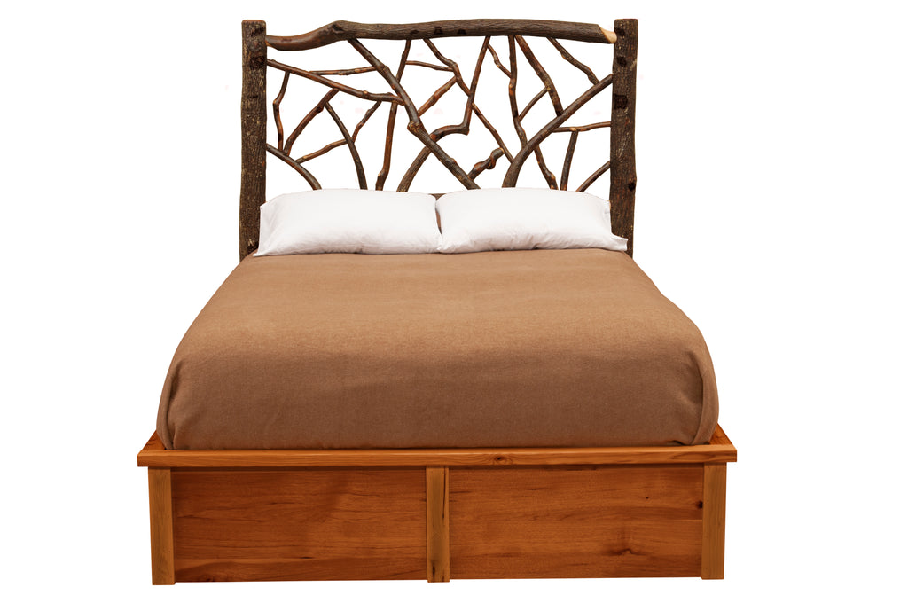 Hickory Log Twig Platform Bed - Retreat Home Furniture