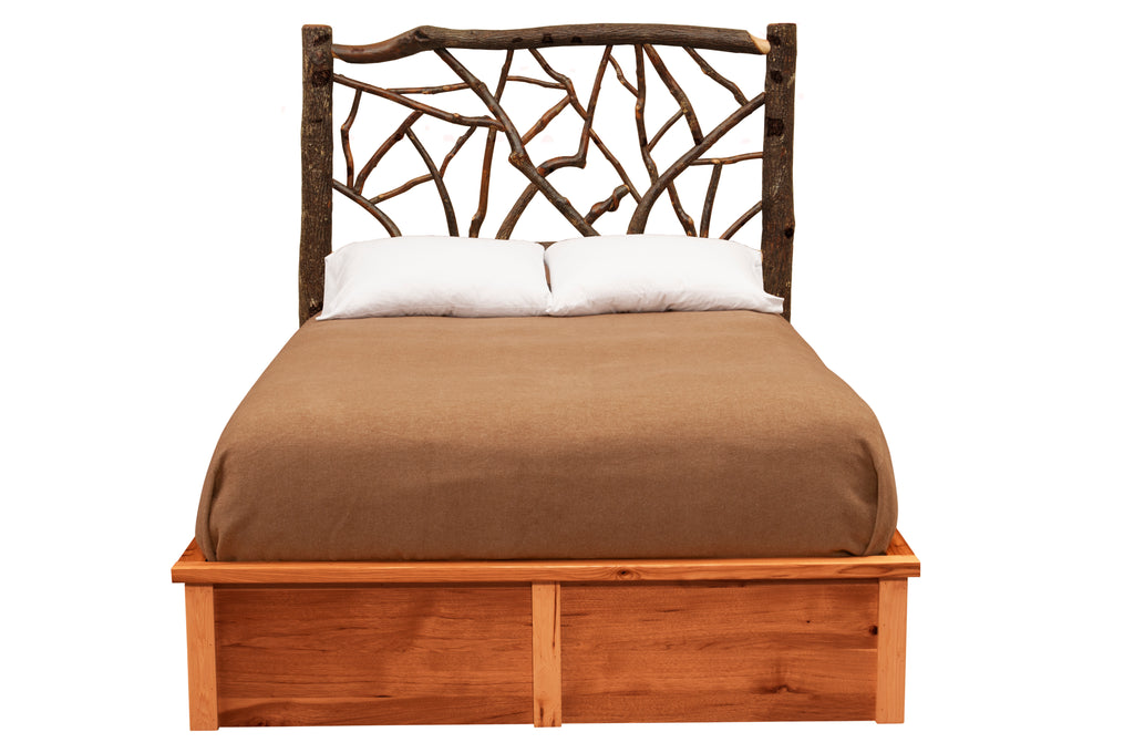 Hickory Log Twig Platform Bed - Retreat Home Furniture