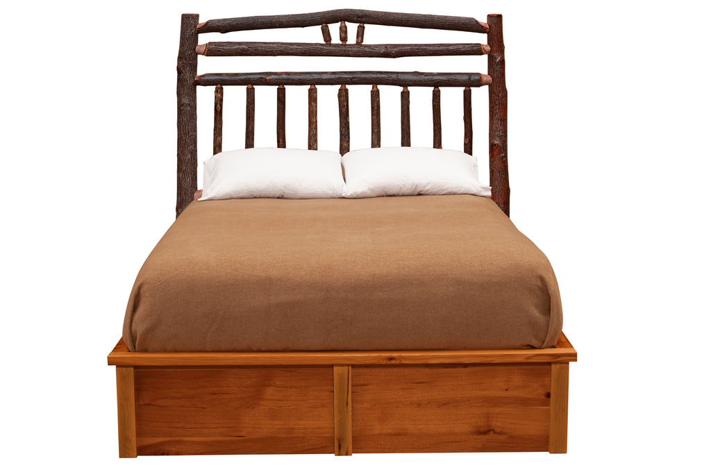 Hickory Log Wagon Wheel Platform Bed - Retreat Home Furniture