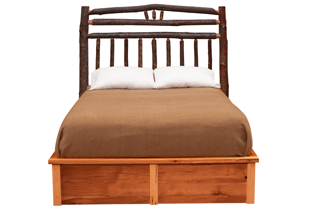 Hickory Log Wagon Wheel Platform Bed - Retreat Home Furniture