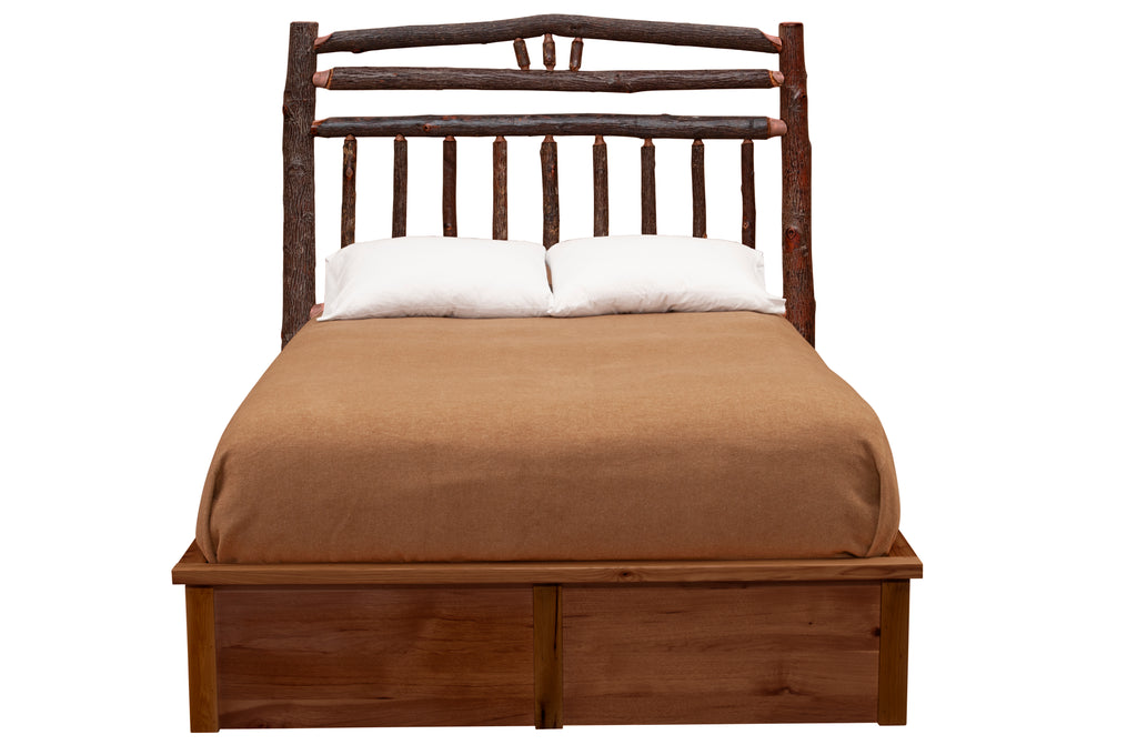 Hickory Log Wagon Wheel Platform Bed - Retreat Home Furniture