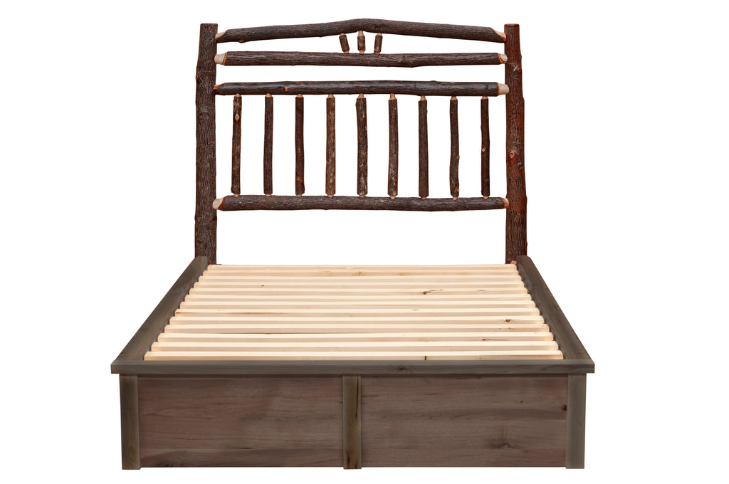 Hickory Log Wagon Wheel Platform Bed - Retreat Home Furniture