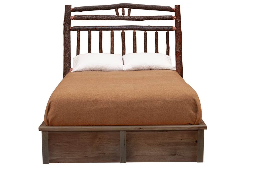 Hickory Log Wagon Wheel Platform Bed - Retreat Home Furniture