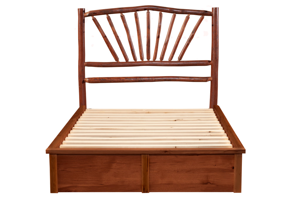 Hickory Log Sunburst Platform Bed - Retreat Home Furniture