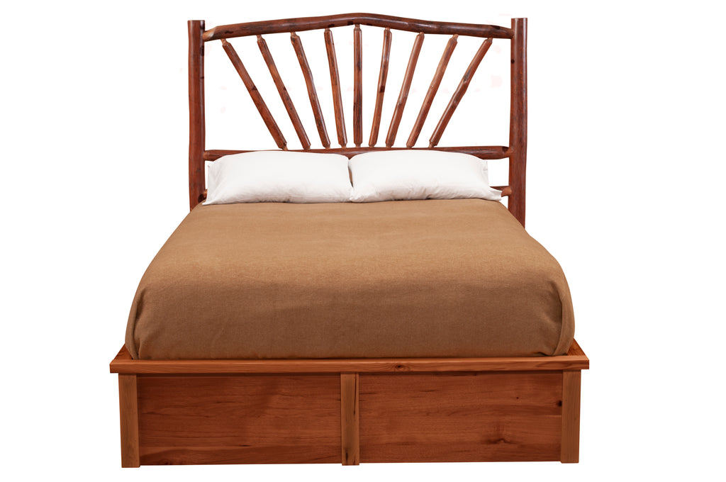 Hickory Log Sunburst Platform Bed - Retreat Home Furniture