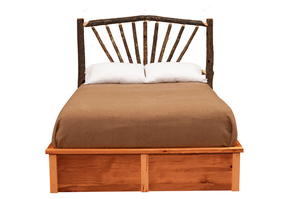 Hickory Log Sunburst Platform Bed - Retreat Home Furniture