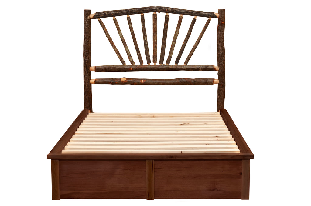 Hickory Log Sunburst Platform Bed - Retreat Home Furniture