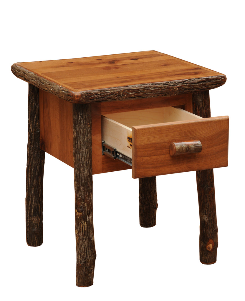 Hickory Log One Drawer End Table - Retreat Home Furniture