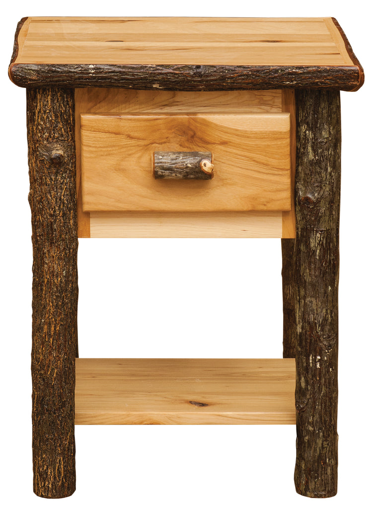 Hickory Log One Drawer End Table with Shelf - Retreat Home Furniture