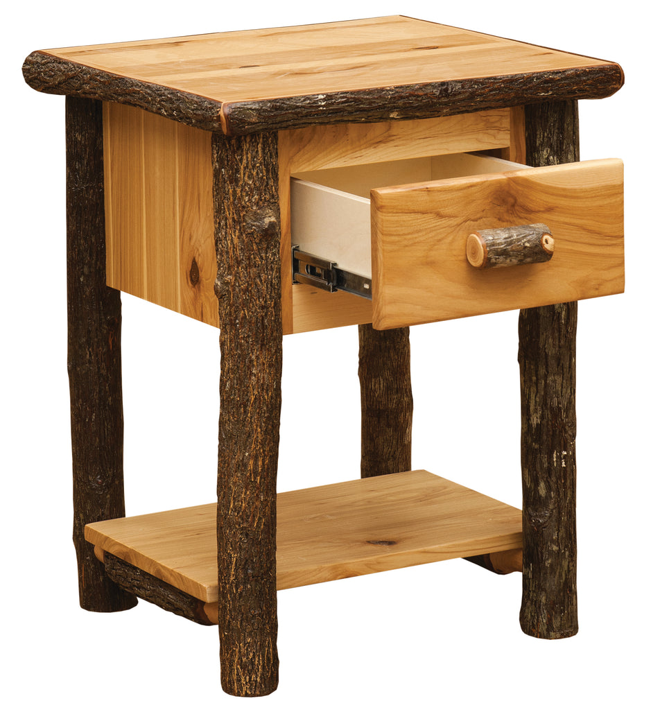 Hickory Log One Drawer End Table with Shelf - Retreat Home Furniture