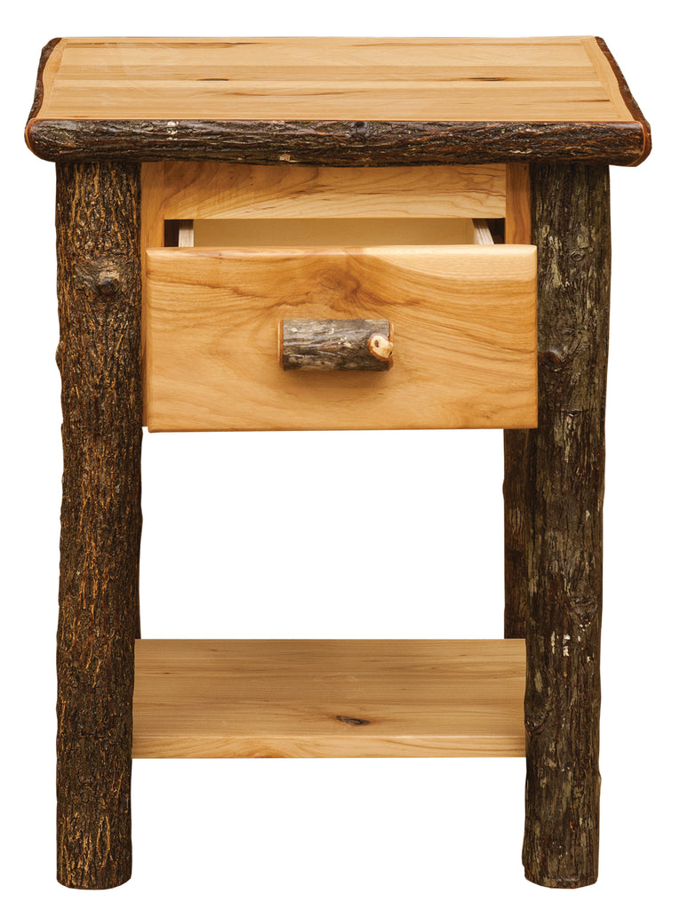 Hickory Log One Drawer End Table with Shelf - Retreat Home Furniture