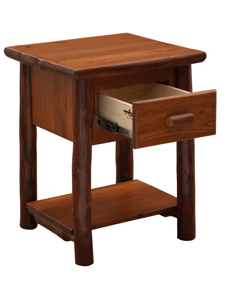 Hickory Log One Drawer Nightstand with Shelf - Retreat Home Furniture