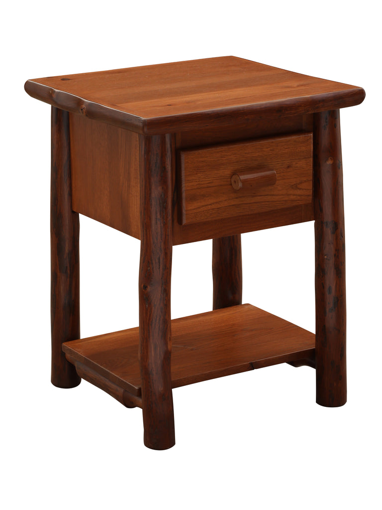 Hickory Log One Drawer Nightstand with Shelf - Retreat Home Furniture