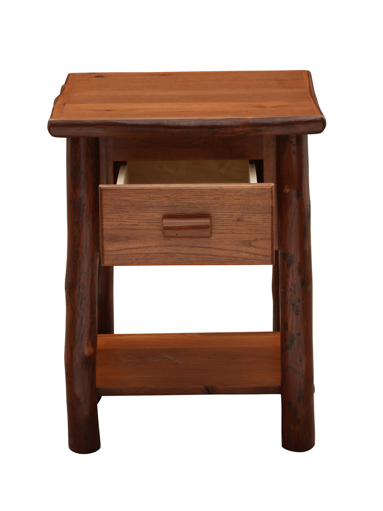 Hickory Log One Drawer Nightstand with Shelf - Retreat Home Furniture