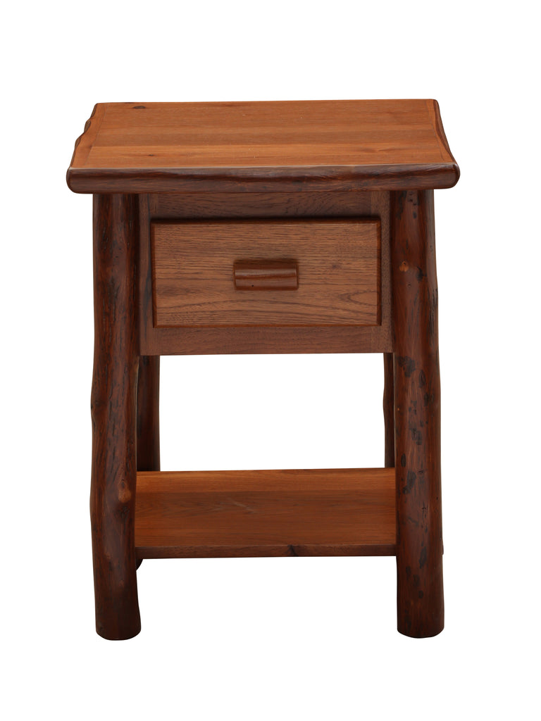 Hickory Log One Drawer Nightstand with Shelf - Retreat Home Furniture