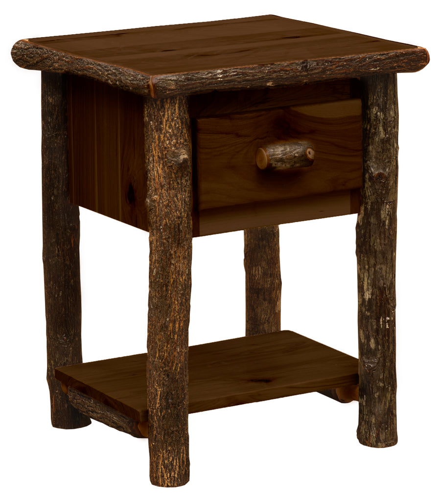 Hickory Log One Drawer Nightstand with Shelf - Retreat Home Furniture