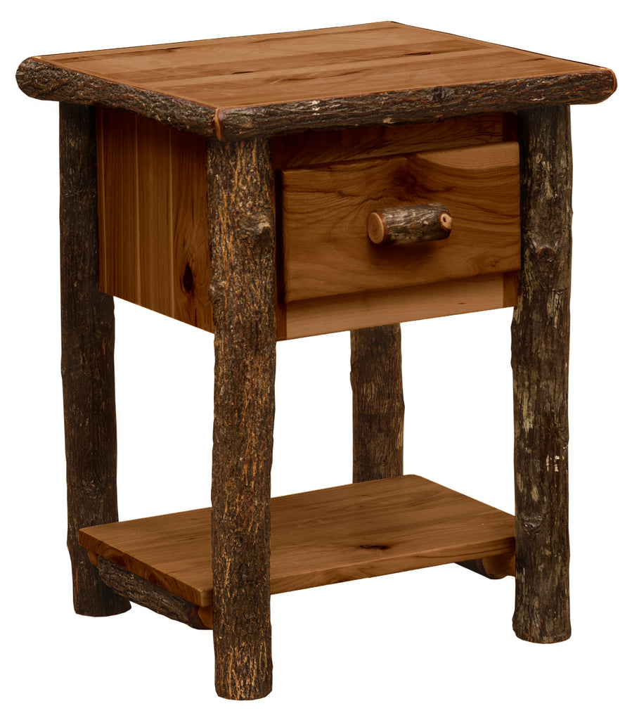 Hickory Log One Drawer End Table with Shelf - Retreat Home Furniture