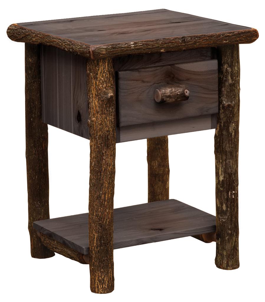 Hickory Log One Drawer Nightstand with Shelf - Retreat Home Furniture