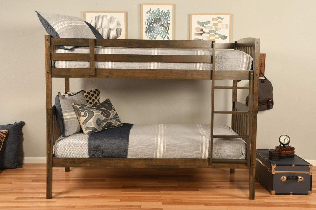 Claire Rustic Walnut Twin Bunk Bed - Retreat Home Furniture