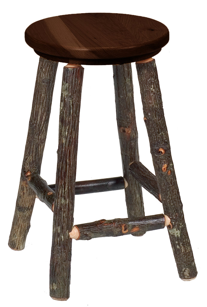 Hickory Log Round Counter Stool - Retreat Home Furniture