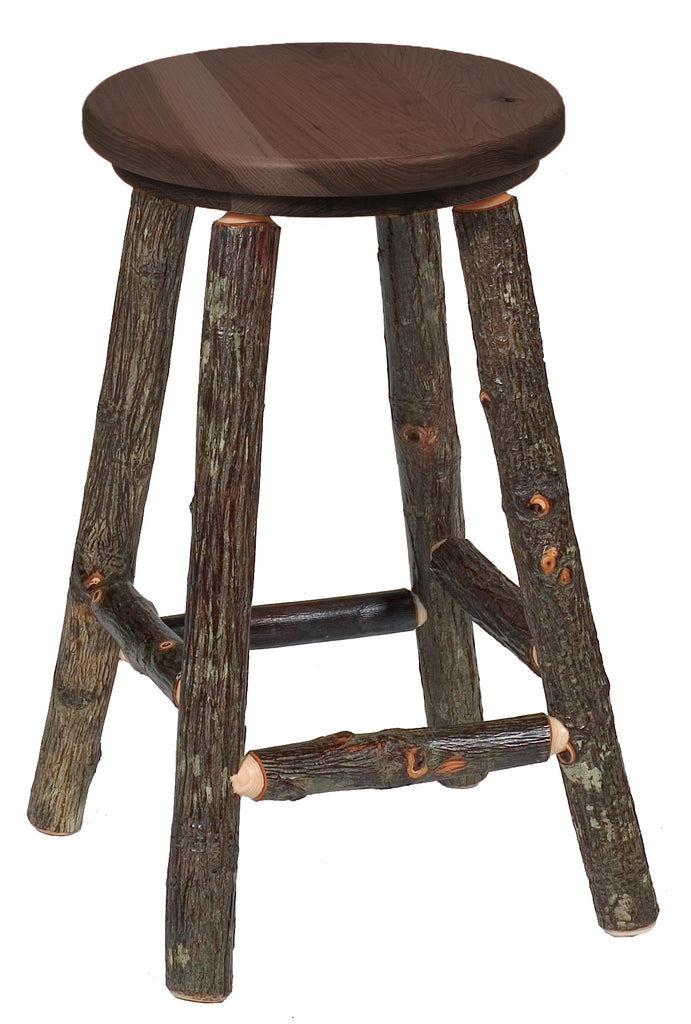 Hickory Log Round Counter Stool - Retreat Home Furniture