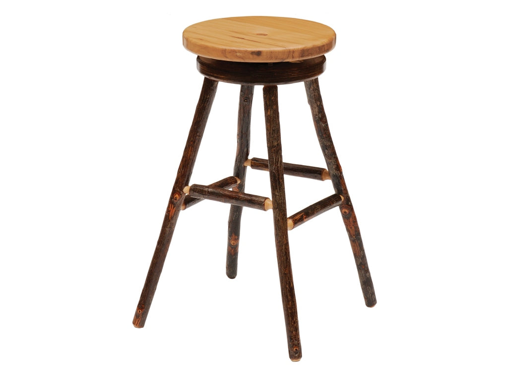 Hickory Log Round Barstool - Retreat Home Furniture