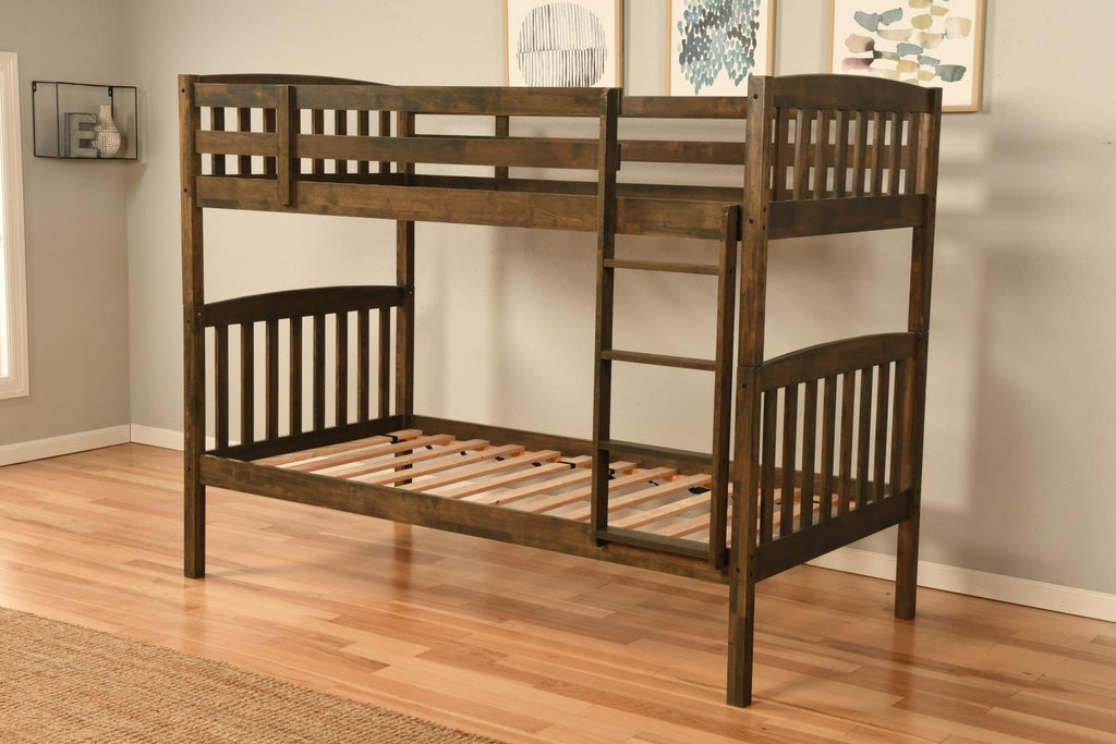 Claire Rustic Walnut Twin Bunk Bed - Retreat Home Furniture