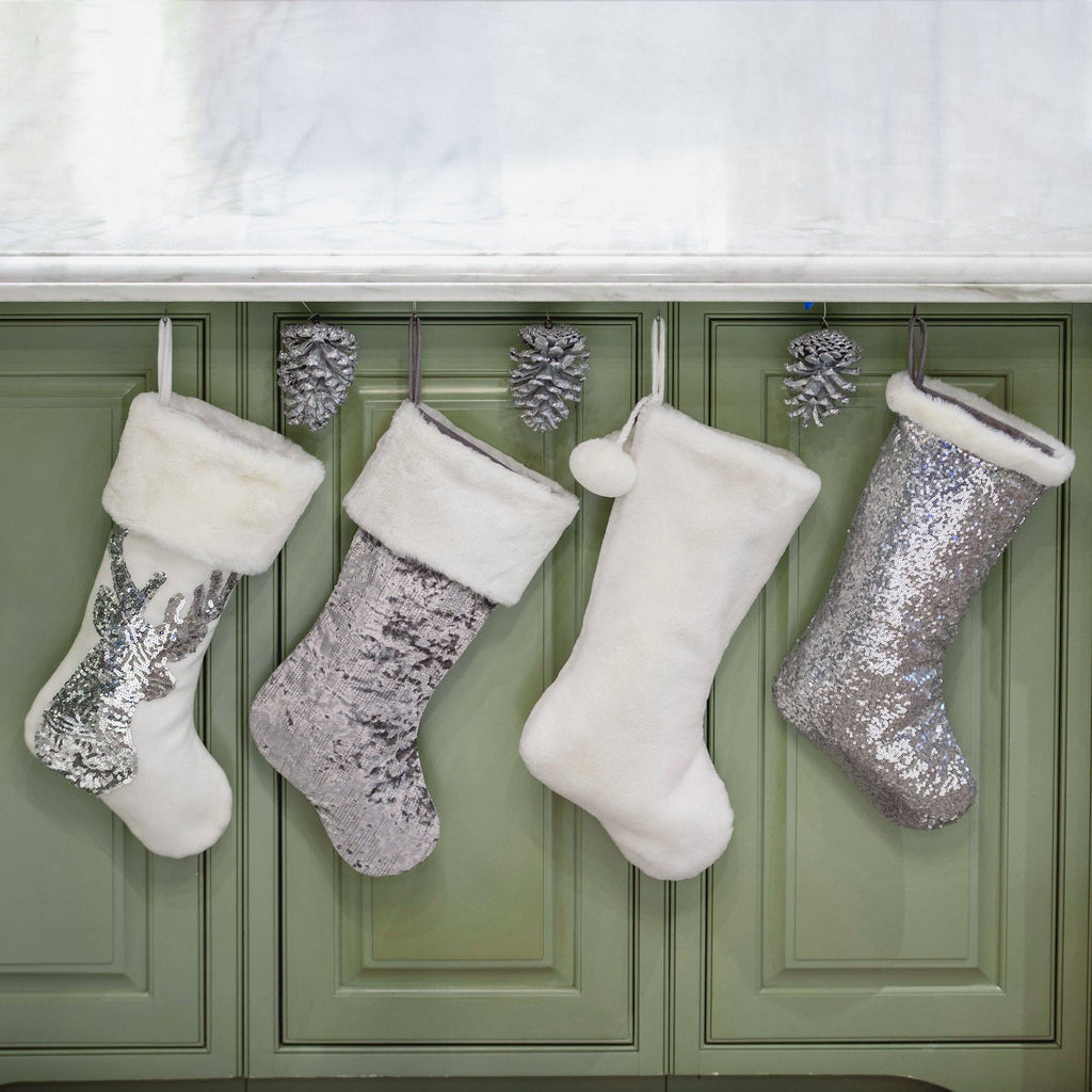 The Creamy Dreamy Plush Stocking with Plush Pom Poms - Retreat Home Furniture