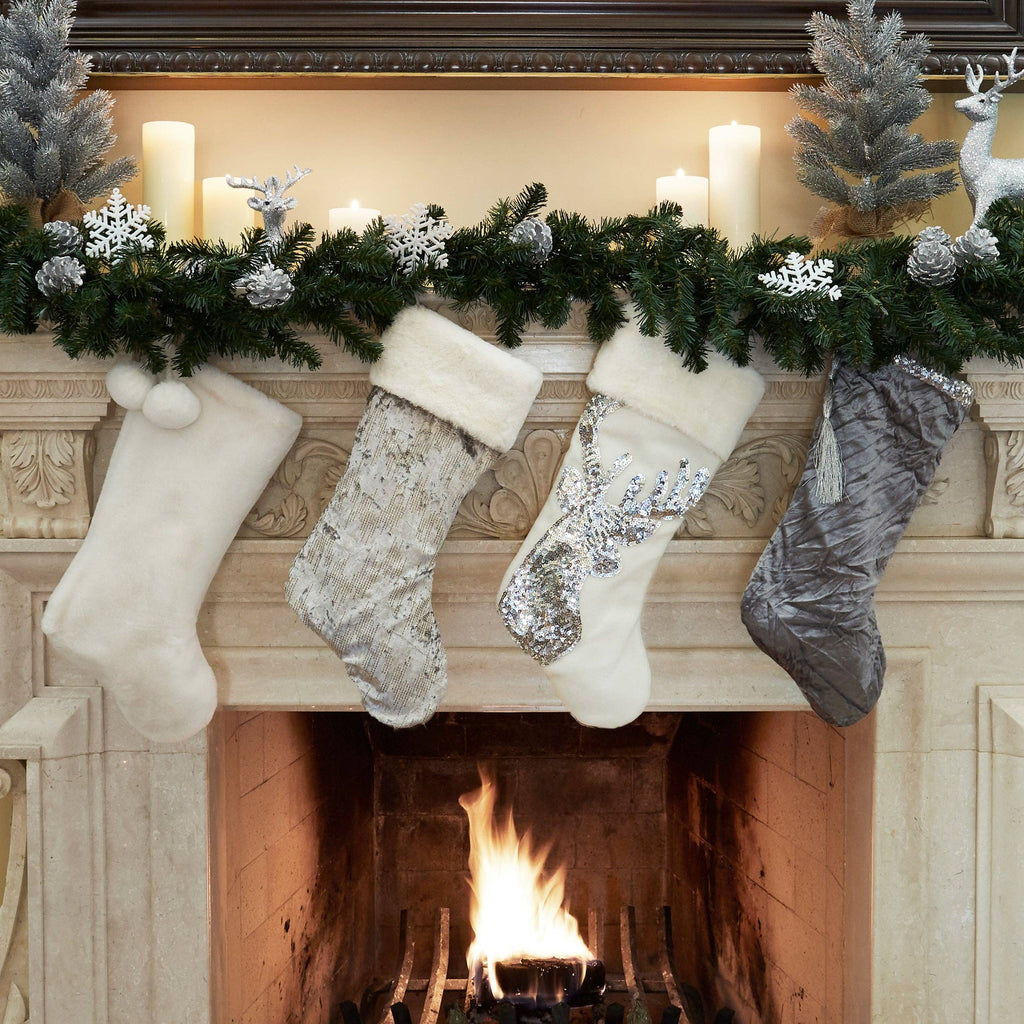 The Creamy Dreamy Plush Stocking with Plush Pom Poms - Retreat Home Furniture