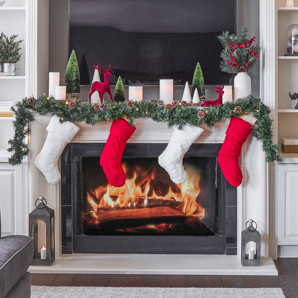 Chunky Cable Knit Christmas Stocking | Red - Retreat Home Furniture