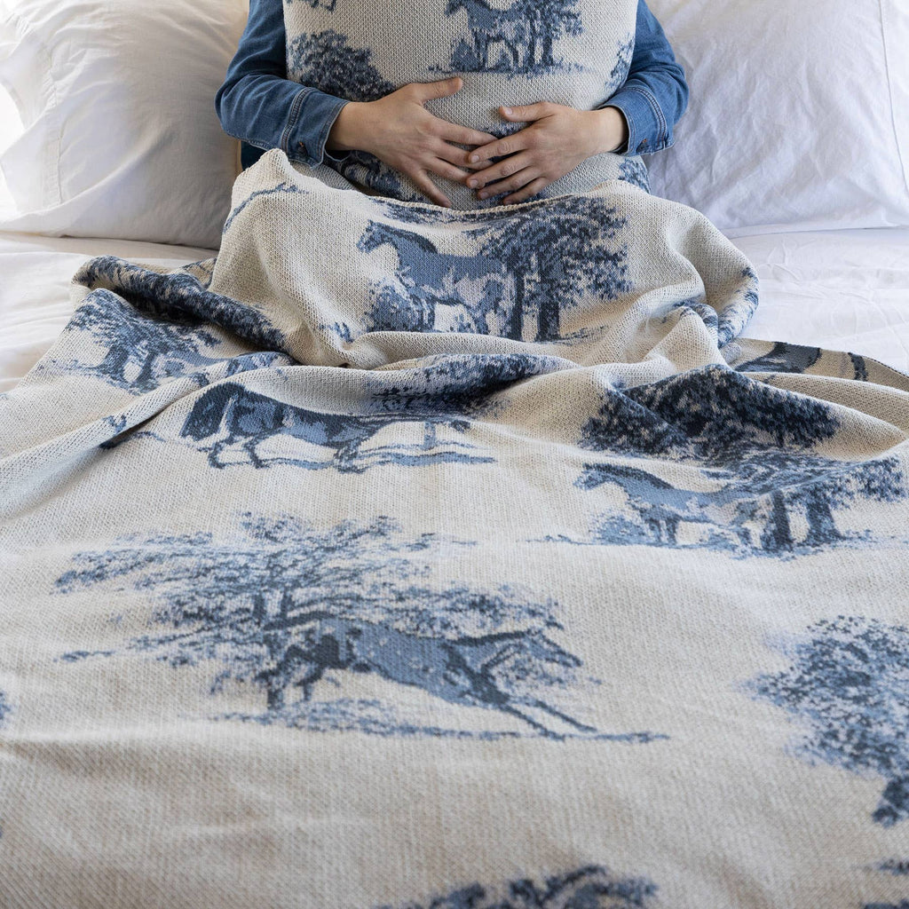 Equestrian Toile Throw Blanket - Retreat Home Furniture